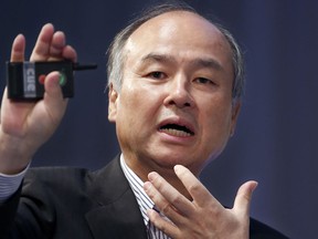 File - In this July 20, 2017 file photo, SoftBank Group Corp. Chief Executive Officer Masayoshi Son speaks during a SoftBank World presentation at a hotel in Tokyo. SoftBank Group Corp. Son announced Wednesday a $200 billion solar power project in Saudi Arabia, which promises to be the largest of its kind ever.