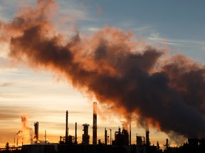 The Imperial Oil Strathcona Refinery is seen at sunrise in Edmonton, Alberta.