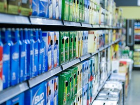 Cases of beer at a Beer Store in Toronto.