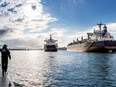 Freighters at the Port of Vancouver.