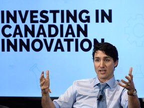 Prime Minister Justin Trudeau participates in an armchair discussion highlighting Budget 2018's investments in Canadian innovation at the University of Ottawa in Ottawa on Tuesday, March 6, 2018.