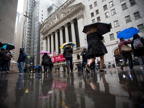 It was a gloomy day for pedestrians and stocks on Friday.