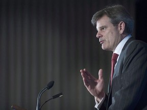 Export Development Canada (EDC) President and CEO Benoit Daignault speaks during a business luncheon in Montreal, Wednesday, April 15, 2015. Export Development Canada is paying $969-million dividend to the federal government.