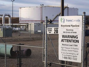 TransCanada's Keystone pipeline facilities in Hardisty, Alta., November 6, 2015. A year-long review of climate change risk disclosures to investors by Canadian publicly traded companies has found huge disparities in practices between corporations and industries. The Canadian Securities Administrators, a national body representing provincial securities regulators, says it plans to do further work to develop new guidelines to help companies comply with its disclosure rules.