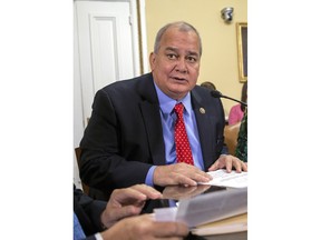 FILE - In this June 8, 2016 file photo, Del. Gregorio Sablan, D-Northern Mariana Islands, appears before a House Rules Committee at the Capitol in Washington. A push to save and expand a controversial visa program unique to the Northern Mariana Islands is hitting the skids after recent cases of labor abuse and visa fraud. Alaska U.S. Sen. Lisa Murkowski and Sablan jointly introduced a bill to extend the program, but Congress failed to pass the legislation last week before it went into a two-week recess.