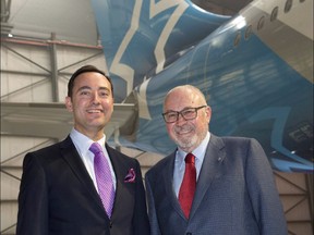 Transat's Jean-Marc Eustache (right), president and CEO and Jordi Solé (left), president of the hotel division