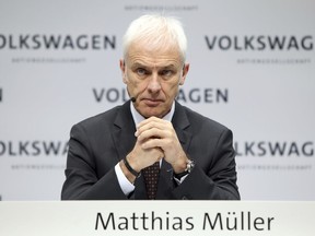 FILE - In this March 13 2018 file photo Volkswagen CEO Matthias Mueller, attends the annual press conference in Berlin.