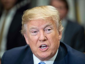 U.S .President Donald Trump speaks during a meeting with carmakers in the Roosevelt Room at the White House in Washington, D.C., on May 11, 2018.