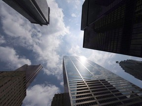 Bank towers in Toronto’s financial district. The Canada Infrastructure Bank is mandated to invest in revenue-generating projects in three categories: public transit, green infrastructure and trade-and-transportation.