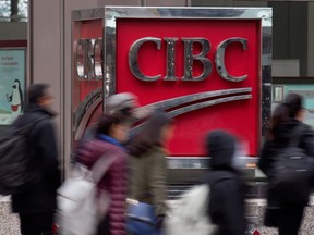 Shares in CIBC were down 1.5 per cent at 10:30 a.m. ET.