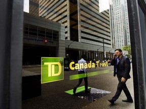 A TD Canada Trust branch is shown in the financial district in Toronto on August 22, 2017.