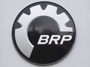 A BRP logo is shown at the research and innovation plant in Valcourt, Que., Friday, November 9, 2012.