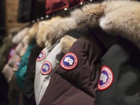Jackets are on display at the Canada Goose Inc. showroom in Toronto on Thursday, November 28, 2013. Canada Goose is flocking to China with a plan to open a head office in Shanghai, two stores in Beijing and e-commerce operations in partnership with Alibaba Group.THE CANADIAN PRESS/Aaron Vincent Elkaim