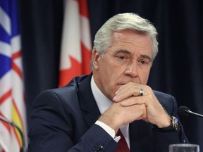 Newfoundland Premier Dwight Ball announces the terms of reference for the judicial inquiry into the Muskrat Falls hydroelectric project at the Confederation Building in St. John's on November 20, 2017. Newfoundland and Labrador's premier says confusion and uncertainty over federal efforts to protect marine areas have stranded crucial offshore oil investment. Dwight Ball says future decisions should be timely and based on good science -- not pressure from what he called special interest groups.