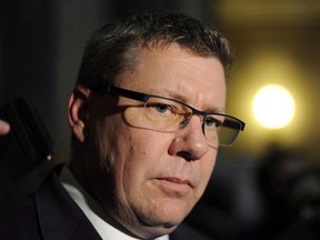 Saskatchewan Premier Scott Moe discusses the province's 2018 budget at the Legislative Building in Regina on April 10, 2018. Saskatchewan's premier says that steel and aluminum tariffs imposed by the U.S. will have a significant impact on a steel plant in Regina.THE CANADIAN PRESS/Mark Taylor