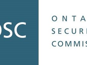 The Ontario Securities Commission logo is shown in a handout. The OSC says it joined forces with securities regulators in the U.S. and Canada to warn investors about cryptocurrency-related investment schemes. THE CANADIAN PRESS/HO