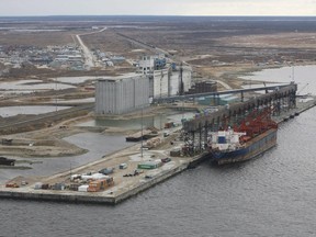 An aerial view of the port of Churchill, Manitoba, Friday, Oct 5, 2007. An agreement in principle has been reached to restore rail service to Churchill and revive the northern Manitoba community's port.