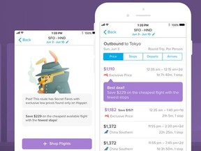 On Wednesday, the mobile-only travel seller Hopper Inc. began offering these "secret fares" from a half dozen airlines, including Air Canada, at prices that could be as much as 35 per cent below what the same carriers publish elsewhere.