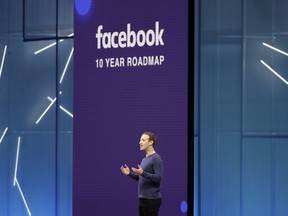 FILE- In this May 1, 2018, file photo, Facebook CEO Mark Zuckerberg makes the keynote speech at F8, Facebook's developer conference, in San Jose, Calif. Facebook is suspending about 200 apps that it believes may have misused data. The social media giant said in a blog post Monday, May 14, that the suspensions resulted from its investigation into all apps that had access to large amounts of information before Facebook changed its platform policies in 2014.