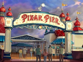 This computer-generated image provided by Disney shows an artist concept of what Pixar Pier will look like when it opens June 23, 2018, at Disney California Adventure Park in Anaheim, Calif. Rides will include the new Incredicoaster in one of four neighborhoods themed on Pixar stories and characters. Pixar Pier is one of a number of new attractions at theme parks around the country this season. (Disney*Pixar/Disneyland Resort via AP)