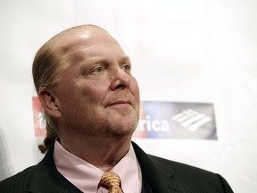 FILE - In this Wednesday, April 19, 2017, file photo, chef Mario Batali attends an awards event in New York. The New York Police Department is investigating allegations of sexual misconduct leveled celebrity chef Mario Batali. The NYPD confirmed the probe following a "60 Minutes" broadcast Sunday, May 20, 2018, in which an unnamed woman accused Batali of drugging and sexually assaulting her in 2005. Batali issued a statement denying he assaulted the woman.
