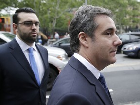 Michael Cohen arrives to court in New York, Wednesday, May 30, 2018.  Lawyers for President Donald Trump and Cohen, his personal attorney, appear again before a judge in New York as part of an ongoing legal tussle about attorney client privilege and records seized from Cohen by the FBI.  Among the issues to be discussed: Whether Michael Avenatti, the lawyer for porn actress, Stormy Daniels, will get a formal role in the case.