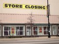 Signs advertise the closing of a Sears store  in Chicago, Illinois. The store, which opened in 1938, is the city's last remaining Sears store.