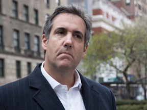 FILE - This Wednesday, April 11, 2018 file photo shows attorney Michael Cohen in New York. The Treasury Department's internal watchdog says it's investigating how detailed allegations about the banking records of President Donald Trump's personal lawyer became public.