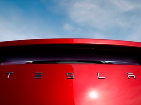 A Tesla roadster at a dealership in Colorado.