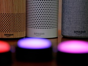 Amazon Echo speakers. A report issued by a labour group paints a picture of low pay and intense working conditions at the Chinese factory that manufactures the devices.