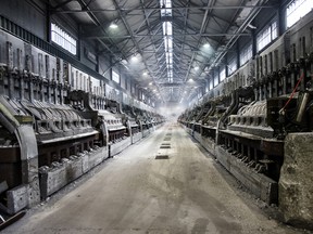 Equipment sits in the West-electrolysis centre at the Arvida aluminum smelter in Saguenay, Quebec. The picturesque corner of French-speaking Canada where the smelter is located epitomizes the potential fallout of a trade war after the Trump administration's shock move to tax Canadian metal on the pretext of national security.