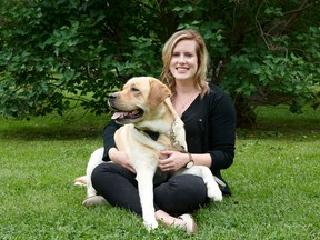 Emma Harris with her dog, Bo, who was the inspiration for her Healthy Pets business.