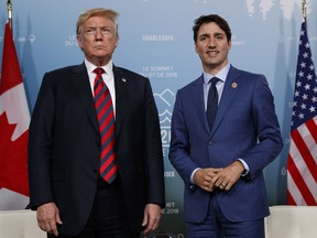 U.S. President Donald Trump and Canadian Prime Minister Justin Trudeau discussed issues at the G7 summit in Charlevoix, Quebec, in June.