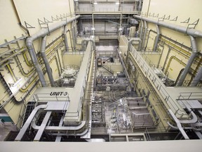 Reactor number 3 at the Darlington nuclear facility in Courtice, Ont., on October 30, 2014. A subsidiary of Ontario Power Generation is partnering with U.S.-based BWX Technologies to help produce radioactive isotopes used to diagnose such conditions as cancer and heart disease. Ontario Power Generation says the Darlington nuclear plant will become the first large-scale commercial station in the world to produce molybdenum-99, needed to make the isotope technetium-99 for medical imaging.