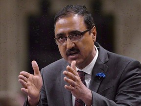 Minister of Infrastructure and Communities Amarjeet Sohi responds to a question during question period in the House of Commons on Parliament Hill in Ottawa on Wednesday, May 31, 2017. Cities, provinces and territories building new roads, bridges, water and transit systems funded with federal dollars will have to let Indigenous Peoples, veterans and recent immigrants have a hand in projects under new rules being unveiled today.