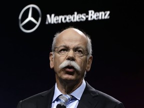 FILE - In this Jan. 14, 2013 file photo Dieter Zetsche, Chairman of the Board of Management of Daimler AG, Head of Mercedes-Benz Cars speaks at media previews for the North American International Auto Show in Detroit. Germany's transport minister said the government is ordering automaker Daimler to immediately recall 238,000 vehicles equipped with software that turns off emissions controls under certain conditions.