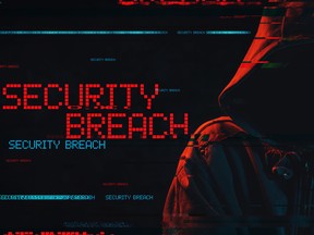 Security breach concept with faceless hooded male person