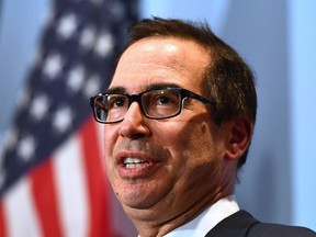 United States Treasury Secretary Steven Mnuchin speaks at a press conference during a meeting for the G7 Finance and Central Bank Governors in Whistler, B.C., on Saturday, June 2, 2018.
