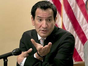 FILE - This June 13, 2017, file photo shows Assembly Speaker Anthony Rendon, D-Paramoun in Sacramento, Calif. Brown and legislative leaders, including Rendon, say they've reached an agreement on a state budget for California. Brown announced the deal Friday, June 8, 2018 but released few details. He says the agreement boosts funding for schools and universities, creates an online community college, adds to the rainy day fund, expands subsidized child care and combats homelessness and poverty.