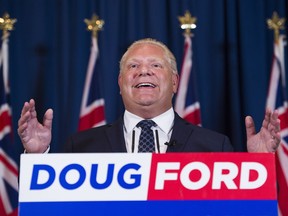 Ontario premier-elect Doug Ford speaks to the media after winning the Ontario Provincial election in Toronto, on Friday, June 8, 2018.