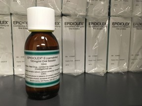 FILE - This May 23, 2017 file photo shows GW Pharmaceuticals' Epidiolex, a medicine made from the marijuana plant but without THC. U.S. health regulators on Monday, June 25, 2018, approved the first prescription drug made from marijuana, a milestone that could spur more research into a drug that remains illegal under federal law, despite growing legalization for recreational and medical use.