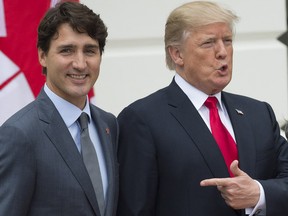 It’s a fact of life for Canadian Prime Minister Justin Trudeau, left, that he has to deal with U.S. President Donald Trump.