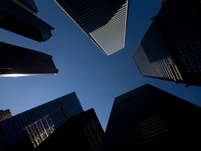 Bank towers in Toronto's financial district. Corporate issuance reached $63.8 billion since the end of 2017, thanks to deals such as $2.25 billion offerings of deposit notes from Bank of Nova Scotia and Toronto-Dominion Bank.