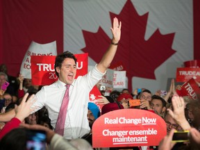 Justin Trudeau at an October 2015 campaign rally.