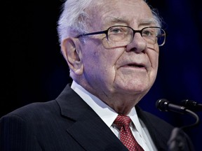 Warren Buffett, chairman and chief executive officer of Berkshire Hathaway Inc., speaks at the Goldman Sachs 10,000 Small Businesses Summit in Washington on Feb. 13, 2018.