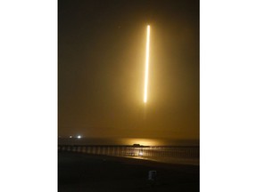 The Iridium 7 rocket by SpaceX launches early Wednesday, July 25, 2018 at Vandenberg Air Force Base in California.  The rocket carried 10 Iridium NEXT, the seventh set of satellites for Iridium Communications. Enditem.    (David Middlecamp/The Tribune