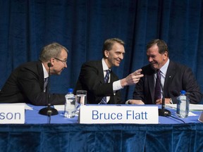 Brookfield Asset Management Inc. says it will buy Forest City Realty Trust Inc. for $11.4 billion including debt. Brookfield Asset Management Senior Managing Partner and CEO Bruce Flatt, centre, talks to board chair Frank McKenna, right, and CFO Bruce Lawson as they attend the company's AGM in Toronto on Wednesday, May 6, 2015.