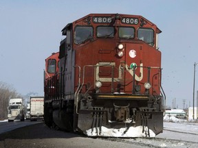 Canadian National locomotives are seen Monday, February 23, 2015 in Montreal. The Board of Directors of CN today announced the appointment of Jean-Jacques Ruest as President and Chief Executive Officer of CN effective immediately. Ruest has also been appointed to CN???s Board of Directors.