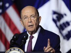 Department of Commerce Secretary Wilbur Ross speaks to employees of the Department of Commerce in Washington, Monday, July 16, 2018. The U.S. Department of Commerce has launched another national security investigation that could target Canada, this time by looking into uranium imports.THE CANADIAN PRESS/AP/Manuel Balce Ceneta