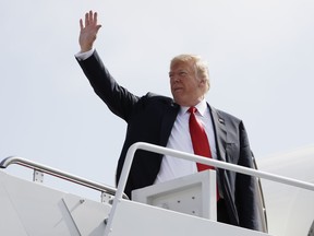 President Donald Trump boards Air Force One , Thursday, July 26, 2018, in Andrews Air Force Base, Md.   Trump is traveling to Iowa and Illinois in which his trade agenda is expected to be a leading issue.